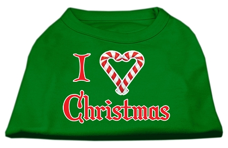 I Heart Christmas Screen Print Shirt Emerald Green XS